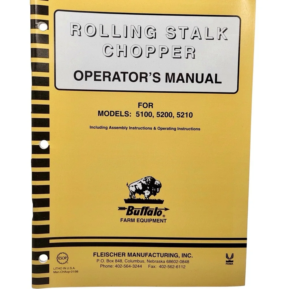 Buffalo, Fleischer Mfg. 5100, 5200, 5210‎ Rolling Stalk Chopper Operators Manual